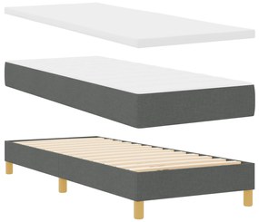 Cama Box Spring com Colchão Cinza Escuro 80x200 cm Tecido