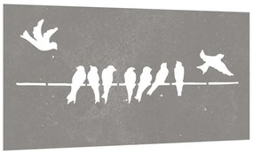 Decoração p/ muro de jardim 105x55cm aço corten design pássaros