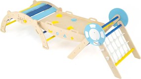Conjunto de escalada triangular, ginásio dobrável com arco, rampa e escada de corda, brinquedo Montessori para crianças pequenas, multicolorido