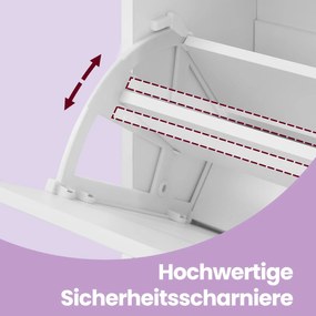 Sapateira com 2 portas, sapateira, prateleira para sapatos 60 x 24 x 102 cm branco