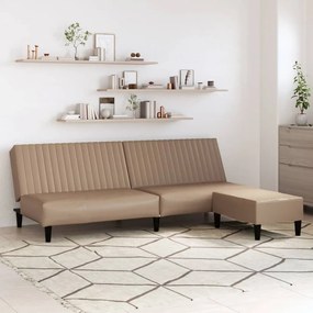 vidaXL Sofá-cama 2 lugares c/ apoio de pés couro artificial cappuccino