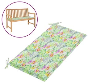 vidaXL Almofadão banco jardim 100x50x3cm tecido oxford padrão folhas