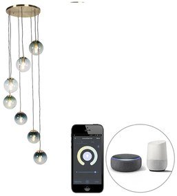 LED Candeeiro de suspensão inteligente latão 7 luzes incl. Wifi ST64 - Pallon Art Deco