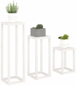 3 pcs conjunto de suporte plantas pinho maciço branco