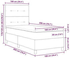 Cama Box Spring com Colchão Castanho 100x200 cm Tecido