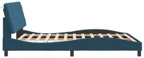 Estrutura de cama c/ luzes LED 160x200 cm veludo azul
