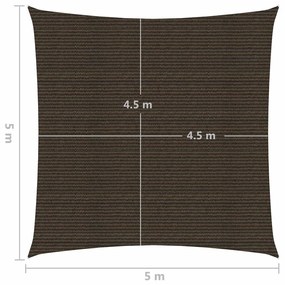 Para-sol estilo vela 160 g/m² 5x5 m PEAD castanho