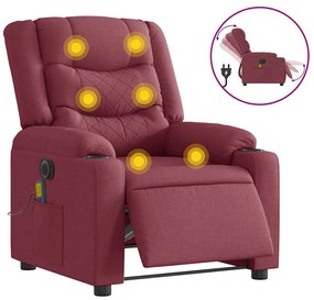 Poltrona reclinável de massagens elétrica tecido vermelho tinto