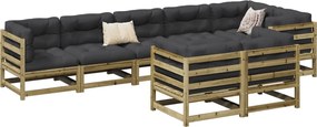 vidaXL 8 pcs conjunto sofás de jardim madeira de pinho impregnada