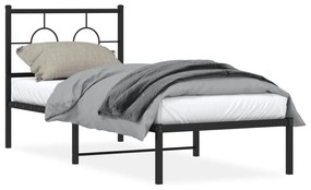 Estrutura de cama com cabeceira 80x200 cm metal preto