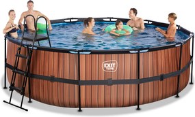 Piscina redonda Wood ø450x122cm com bomba de filtragem - Castanha