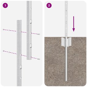 Postes de Cerca 44 pcs Canal U Prateado 200 cm Aço