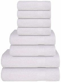vidaXL 8pcs Conjunto de toalhas FROGN 100% algodão branco