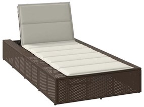 vidaXL Espreguiçadeira com almofada flutuante vime PE castanho