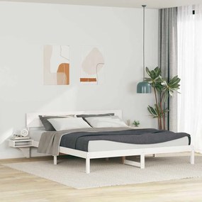 vidaXL Estrutura da Cama com cabeceira Branco Madeira de pinho maciça