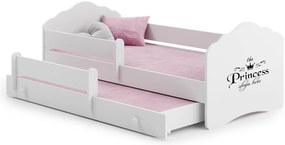 Cama infantil dupla branca Wave 160x80 - ilustração princesa - colchão e estrado incluído