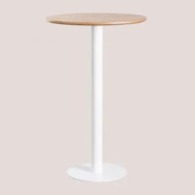 Mesa Alta De Bar Redonda Em Chapa De Freixo Frappe Ø70 Cm & Branco - Sklum