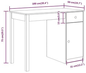 Secretária 100x50x75 cm pinho maciço