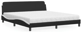 Cama com colchão 180x200 cm couro artificial preto e branco
