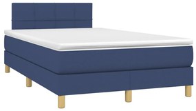 Cama box spring c/ colchão e LED 120x200 cm tecido azul