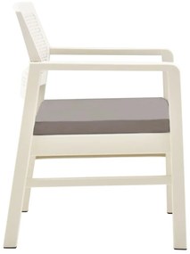 Conjunto lounge para jardim 3 pcs plástico branco
