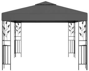 Gazebo com cordões de luzes LED 3x3 m antracite