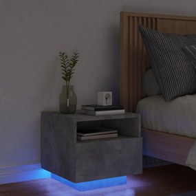 vidaXL Mesa de cabeceira com luzes LED 40x39x37 cm cinzento-cimento