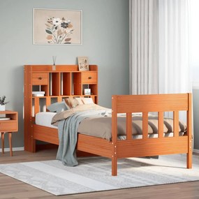 Cama sem colchão 100x200 cm pinho maciço castanho-mel