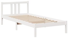 Cama com estante sem colchão 90x200 cm pinho maciço branco
