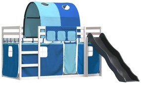 Beliche com escorrega e cortinas 90x200 cm azul