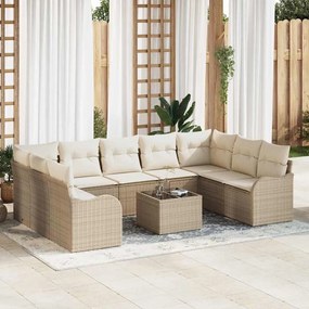 Conjunto de Sofá de Jardim vidaXL 10 Peças com Almofadas Rattan Polietileno Marrom