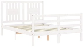 Estrutura de cama com cabeceira 120x200cm madeira maciça branco