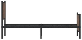 Estrutura de cama sem colchão 90x190 cm metal carvalho castanho