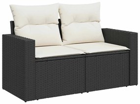 12 pcs conjunto de sofás de jardim c/ almofadões vime PE preto