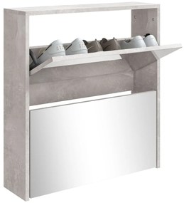 Sapateira c/ espelho 2 divisórias 63x17x67 cm cinza cimento