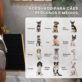 Rampa para Animais de Estimação de Madeira com Altura Ajustável em 4 Níveis para Cães Pequenos e Médios 83,5x35x47,5 cm Natural