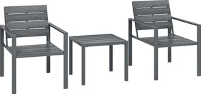 Outsunny Conjunto Bistrô 3 peças com 2 Cadeiras em HDPE Cinza Escuro | Aosom Portugal