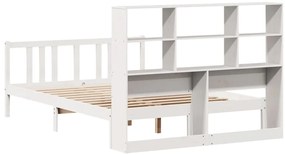 Cama com estante sem colchão 160x200 cm pinho maciço branco