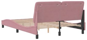Estrutura de cama c/ cabeceira 140x200 cm veludo rosa
