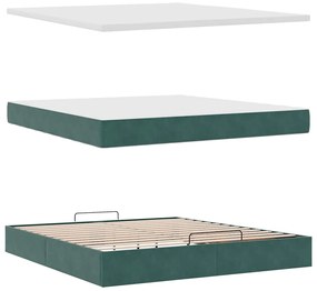 Estrutura de cama otomana com colchão 180x200 cm verde escuro