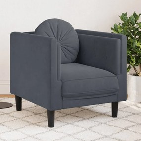 vidaXL Poltrona com almofadão veludo cinzento-escuro