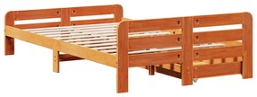 Cama sem colchão 120x200 cm madeira pinho maciça castanho-mel