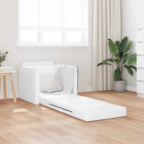 Sofá Cama de Chão 2 em 1 Branco 74x77x81 cm Couro Sintético