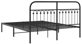 Estrutura de cama em metal com cabeceira 150x200 cm preto