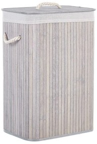 Cesto em madeira de bambu cinzenta clara e branca 60 cm KOMARI Beliani