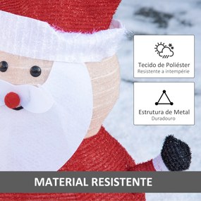 Outsunny Pai Natal de Tecido com Luzes LED Figura Decorativa Luminosa de Natal com Botão de Interruptor para Interior e Exterior Ø30x51cm Preto Branco e Vermelho