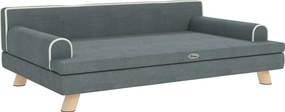 PawHut Cama Elevada para Cães Grandes e Médios 100x62x32 cm  Revestimento em Chenille com Almofada Lavável  Cinza Escuro | Aosom Portugal