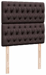 Cama otomana com colchão &amp; LEDs 90x200cm tecido castanho escuro