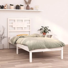 vidaXL Estrutura cama pequena solteiro 75x190 cm madeira maciça branco