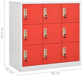 Cacifos 2 pcs 90x45x92,5 cm aço cinzento-claro e vermelho